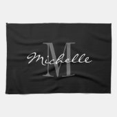 Bezauberndes Schwarzweiss-Monogramm-Geschirrtuch Geschirrtuch (Horizontal)