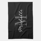 Bezauberndes Schwarzweiss-Monogramm-Geschirrtuch Geschirrtuch (Vertikal)