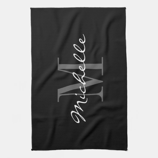 Bezauberndes Schwarzweiss-Monogramm-Geschirrtuch Geschirrtuch (Vertikal)