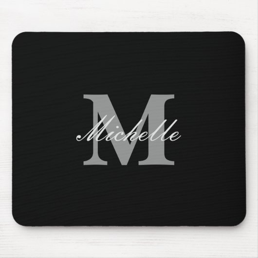 Bezauberndes Schwarzweiss-Namensmonogramm Mousepad (Vorne)
