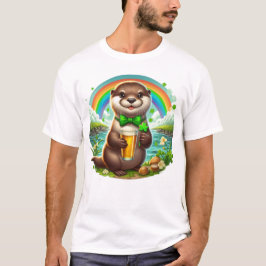 Bezauberndes St. Patricks Day Otter mit Bier T-Shirt
