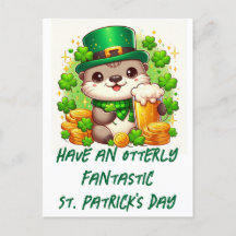 Bezauberndes St. Patricks Day Otter mit Bier und G