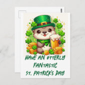 Bezauberndes St. Patricks Day Otter mit Bier und G Postkarte (Vorne/Hinten)