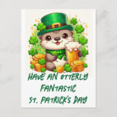 Bezauberndes St. Patricks Day Otter mit Bier und G Postkarte (Vorderseite)