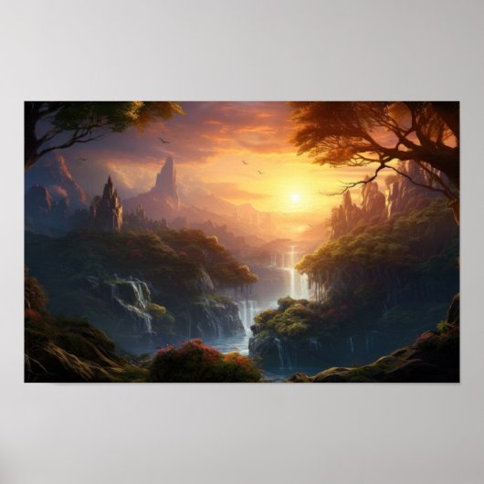 Bezauberndes Sunset Valley - Fantasy Landschaft Ar Poster (Vorne)