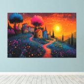 Bezauberndes Sunset Village Leinwanddruck (Insitu (Holzboden))