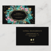 Bezauberndes tropisches GoldBlätter auf Schwarzem Visitenkarte (Vorne/Hinten)