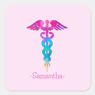 Bezauberndes und farbenfrohes Logo-Design Quadratischer Aufkleber