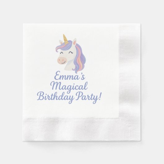 Bezauberndes Unicorn Periwinkle Party Napkins Serviette (Vorderseite)