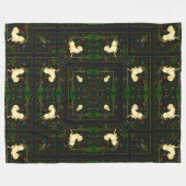 Bezauberndes Viktorianisches Einhorngarten-Quilt Fleecedecke (Vorderseite (Horizontal))