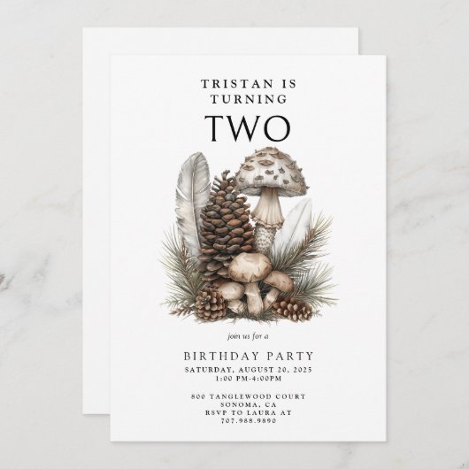 Bezauberndes Wald 2. Geburtstag Party Einladung (Vorne/Hinten)