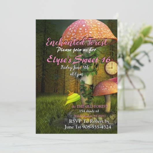 Bezauberndes Wald-Pilz Einladung (Stehend Vorderseite)