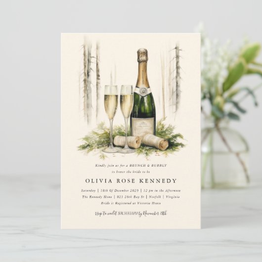 Bezauberndes Waldbrunch und Brautparty Einladung (Stehend Vorderseite)