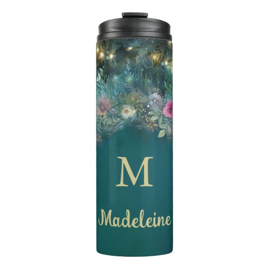 Bezauberndes Waldgebiet Rose Grüne Fairy Woodland Thermosbecher (Vorderseite)