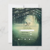 Bezauberndes Waldgrün blaue Lichter Hochzeit RSVP Einladung (Vorderseite)
