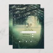 Bezauberndes Waldgrün blaue Lichter Hochzeit RSVP Einladung (Vorne/Hinten)