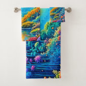 Bezauberndes Waldherz im Lichtdesign Badhandtuch Set (Insitu)