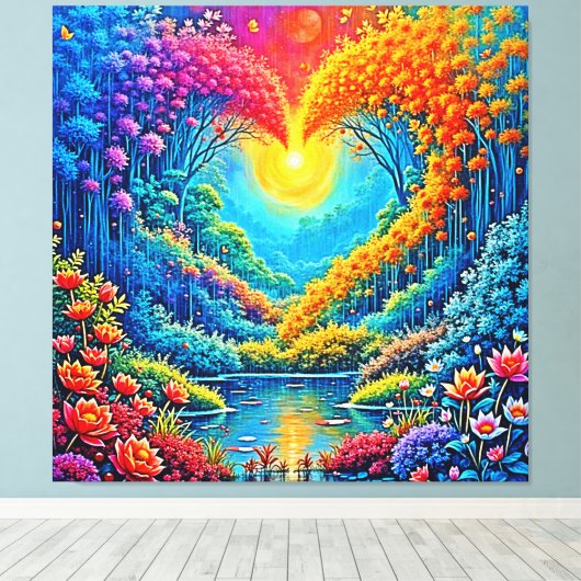 Bezauberndes Waldherz im Lichtdesign Leinwanddruck (Insitu (Holzboden))