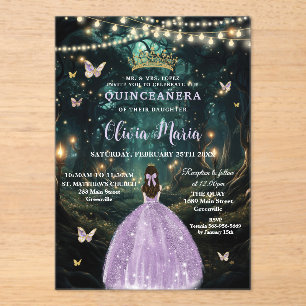 Bezauberndes Waldkleid Lila Lilac Kleid Quinceañer Acryleinladungen