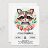 Bezauberndes Waldkorbmädchen Geburtstag Einladung (Vorne/Hinten)