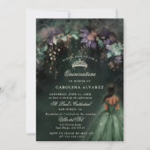 Bezauberndes Waldland Arch Green Quinceanera Einladung (Vorderseite)