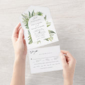 Bezauberndes Waldland Ferns Boho Arch Hochzeit All In One Einladung (Abreißen)