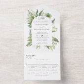 Bezauberndes Waldland Ferns Boho Arch Hochzeit All In One Einladung (Innen Boden)