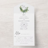 Bezauberndes Waldland Ferns Monogramme Hochzeit All In One Einladung (Innen Boden)