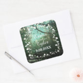 Bezauberndes Waldlichter Rustikales Hochzeitsfest- Quadratischer Aufkleber (Umschlag)