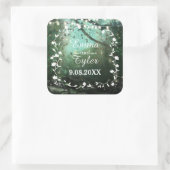 Bezauberndes Waldlichter Rustikales Hochzeitsfest- Quadratischer Aufkleber (Tasche)