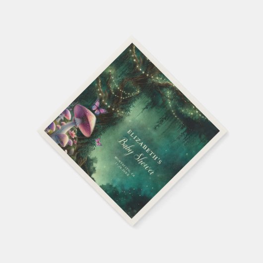 Bezauberndes Waldmäschenzimmer Babydusche Empfang Serviette (Ecke)