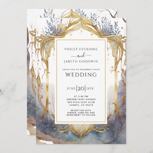 Bezauberndes Waldportal zum Hochzeitsempfang Einladung (Vorne/Hinten)