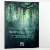 Bezauberndes waldromantisches Grün auf einer Hochz Dreifach Gefaltete Einladung (Innen Erste Seite)