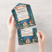 Bezauberndes Waldschloss Märchenfest Hochzeit All In One Einladung (Abreißtisch)