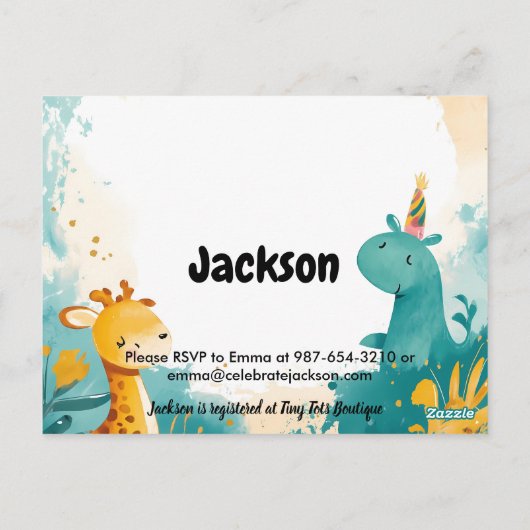 Bezauberndes Waldtier 1. Geburtstag Einladung Postkarte (Rückseite)