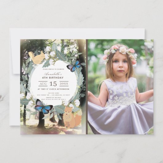 Bezauberndes Waldtier-Foto Geburtstag Einladung (Vorderseite)