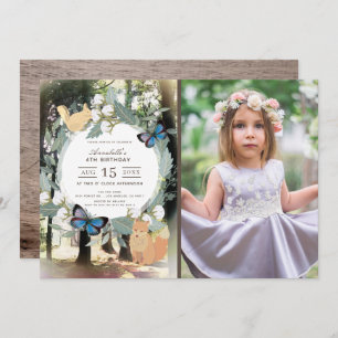 Bezauberndes Waldtier-Foto Geburtstag Einladung