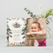 Bezauberndes Waldtier-Foto Geburtstag Einladung (Stehend Vorderseite)