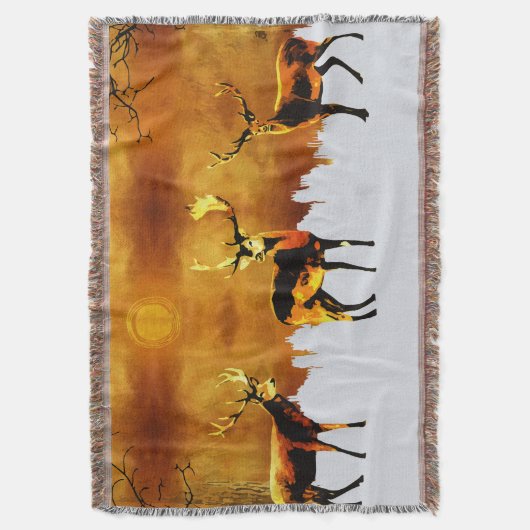 Bezauberndes Waldtrio: Orientale Hirschkunst Decke (Vorderseite Vertikal)