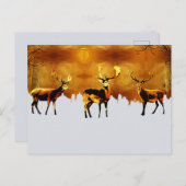 Bezauberndes Waldtrio: Orientale Hirschkunst Postkarte (Vorne/Hinten)