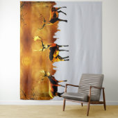 Bezauberndes Waldtrio: Orientale Hirschkunst Wandteppich (Beispiel)