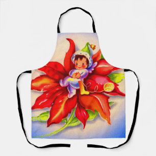 bezauberndes Weihnachtself in Poinsettienschrift Schürze