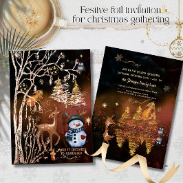 Bezauberndes Weihnachtsfest im Wald - Party Folieneinladung