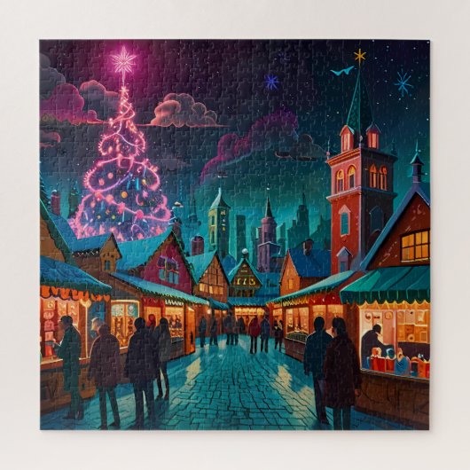 Bezauberndes Weihnachtsmarkt Stadt Winterwunder Wu Puzzle (Vertikal)