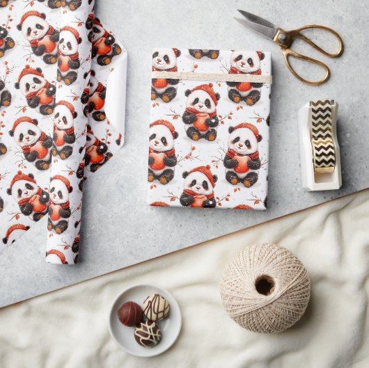 Bezauberndes Winterpanda-Muster mit gemütlicher Re Geschenkpapier (Kunsthandwerk)