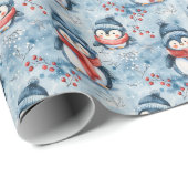 Bezauberndes Winterpinguin-Muster mit gemütlichen Geschenkpapier (Rolleneckpunkt)