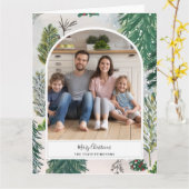 Bezauberndes Winterwald Weihnachts-Foto Postkarte (Gelbe Blume)