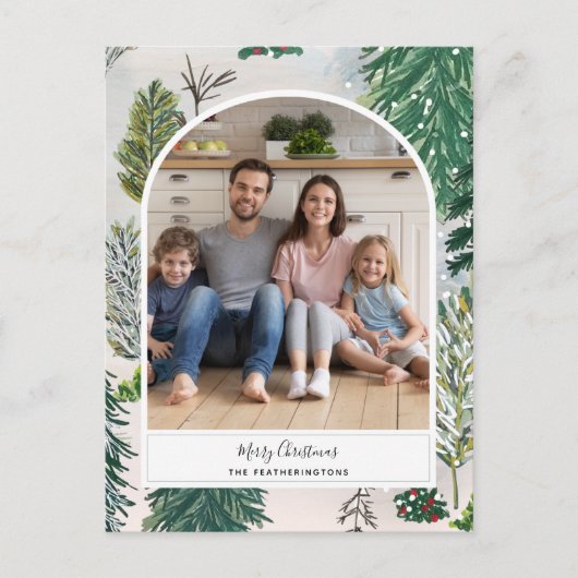 Bezauberndes Winterwald Weihnachts-Foto Postkarte (Vorderseite)