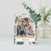 Bezauberndes Winterwald Weihnachts-Foto Postkarte (Stehend Vorderseite)