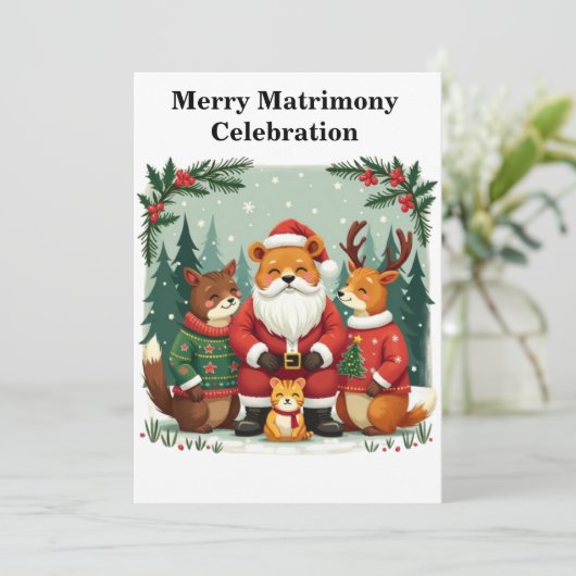 Bezauberndes Woodland Weihnachten Einladung (Stehend Vorderseite)